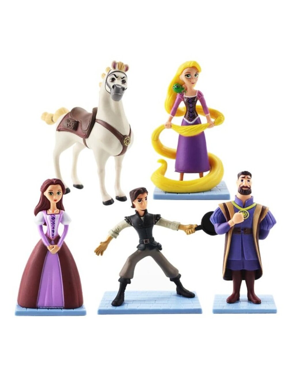 Tangled King Queen Rapunzel Flynn Playset 5 Figure Cake Topper Toy Doll Set